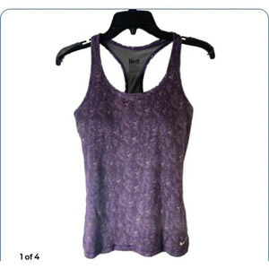 Nike Dri-Fit Purple Diamond pattern tank top with built-in bra Size M